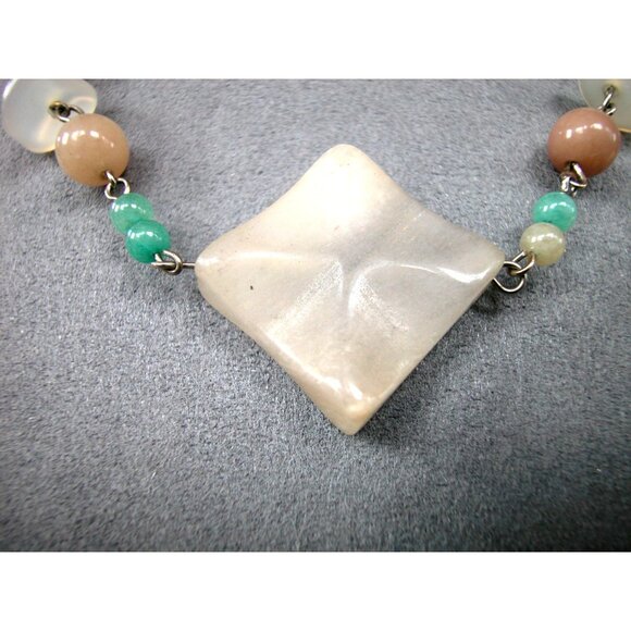 Jadeite & Glass Necklace & Green Accents 28" - Picture 3 of 4
